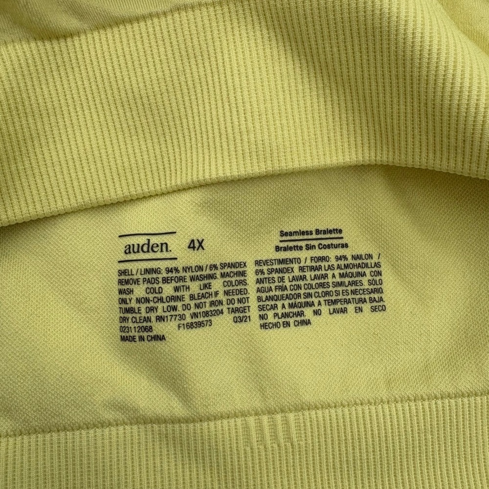 Auden Women Seamless Bralette Lime Yellow Plus Size 4X 023112068 - Picture 5 of 5